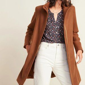 Old Navy Caramel Soft Brushed Funnel Neck Coat